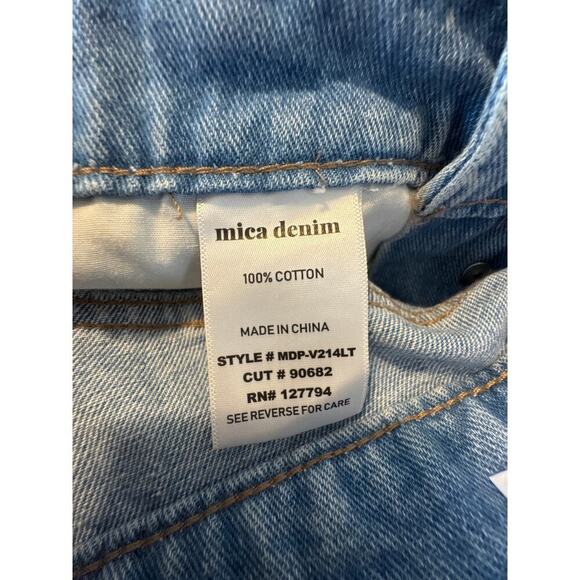 Mica Denim Boyfriend Overalls Medium Wash Distressed Skinny Leg Size Small - Picture 13 of 14